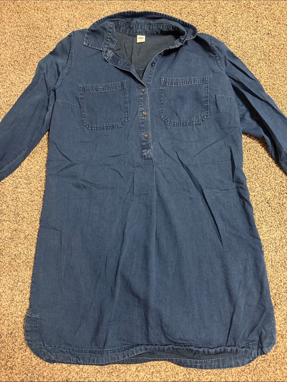Old Navy Denim-Look Long Sleeve Shirt Dress - Blue